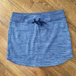 Athleta Downplay Knit Skirt Drawstring Waist Heathered Blue Women’s Size Small